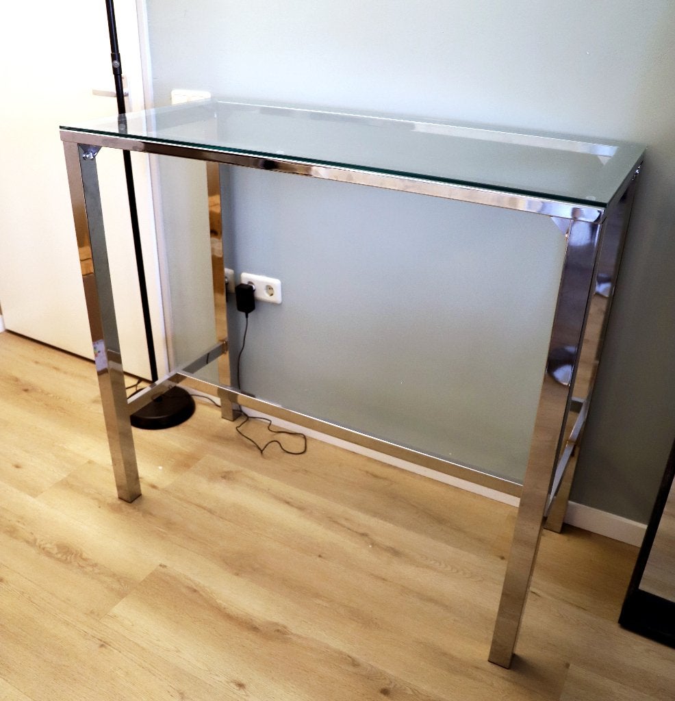 Moderne Bartafel | Glazen Blad | Chroom | €40, Overige materialen, Gebruikt, 100 tot 150 cm, Modern