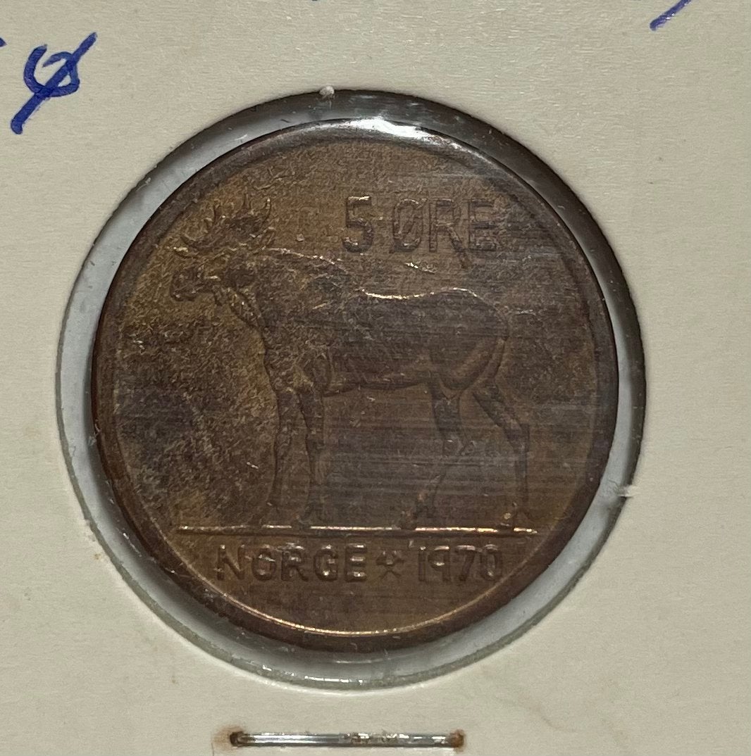 5 ore Noorwegen 1970, Ophalen of Verzenden, Overige landen