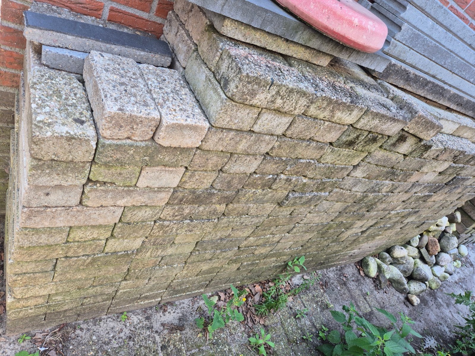 Grijze betonklinkers ca 15,5 m2, Ophalen, Gebruikt, Beton, Klinkers