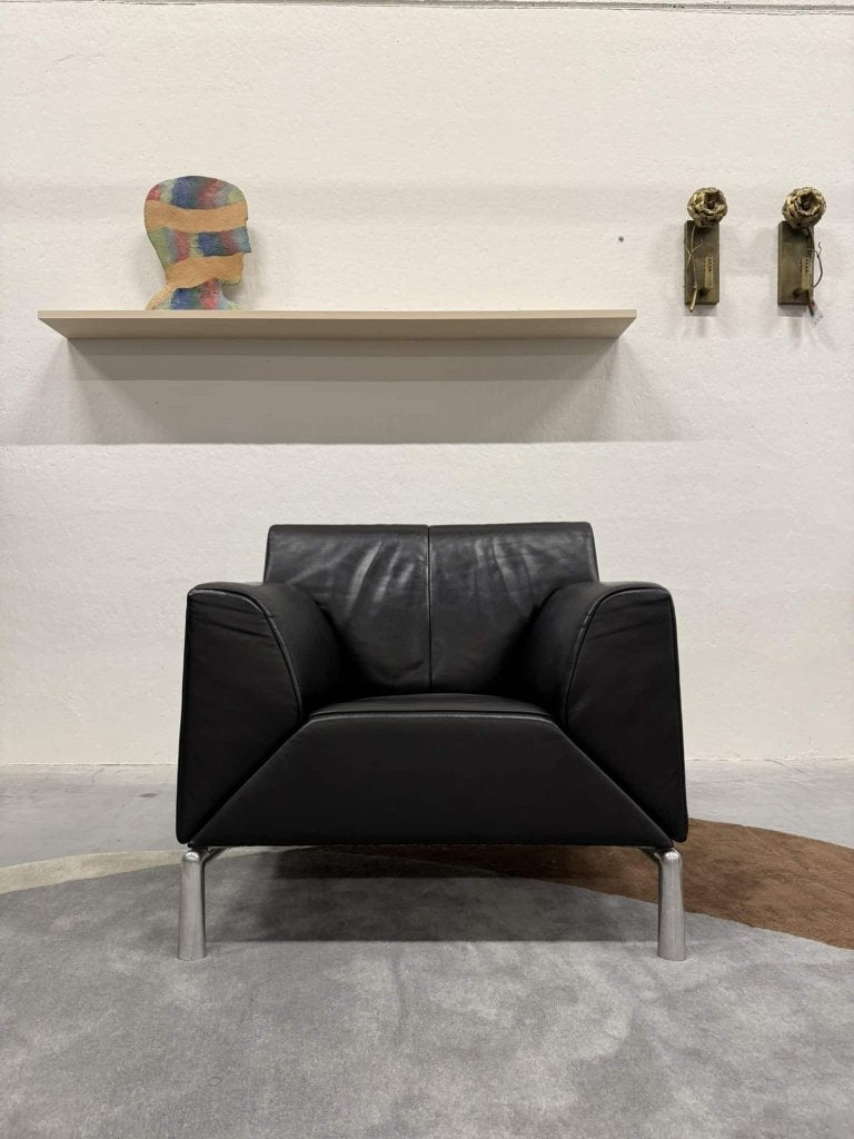 Jori Pacific Fauteuil zwart leer Design stoel chaise Longue, Hoogweg 52, Jori, Tweepersoons, Ophalen of Verzenden