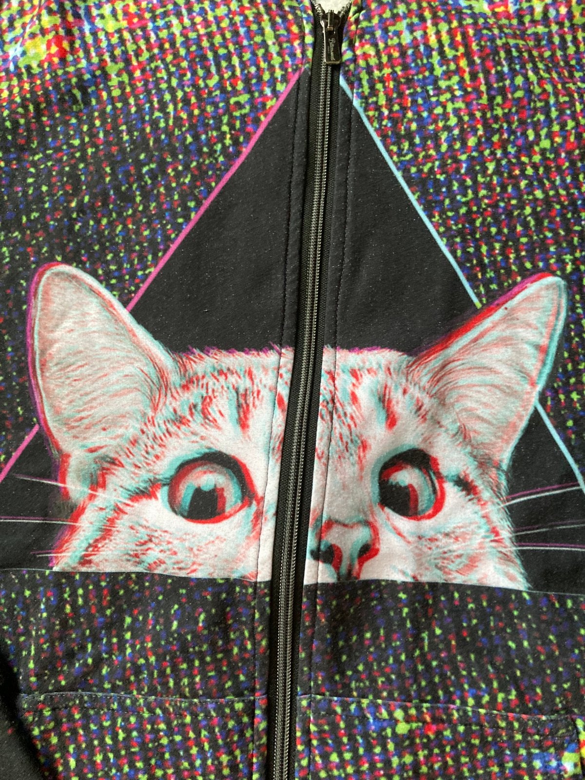 Techno cat hoodie met rits, Ophalen of Verzenden, Zo goed als nieuw, Maat 56/58 (XL)