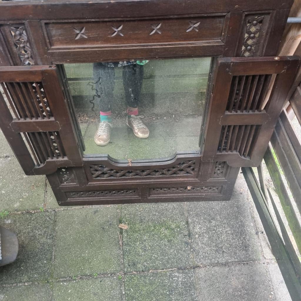 Marokkaanse spiegel met houten luiken, Ophalen of Verzenden
