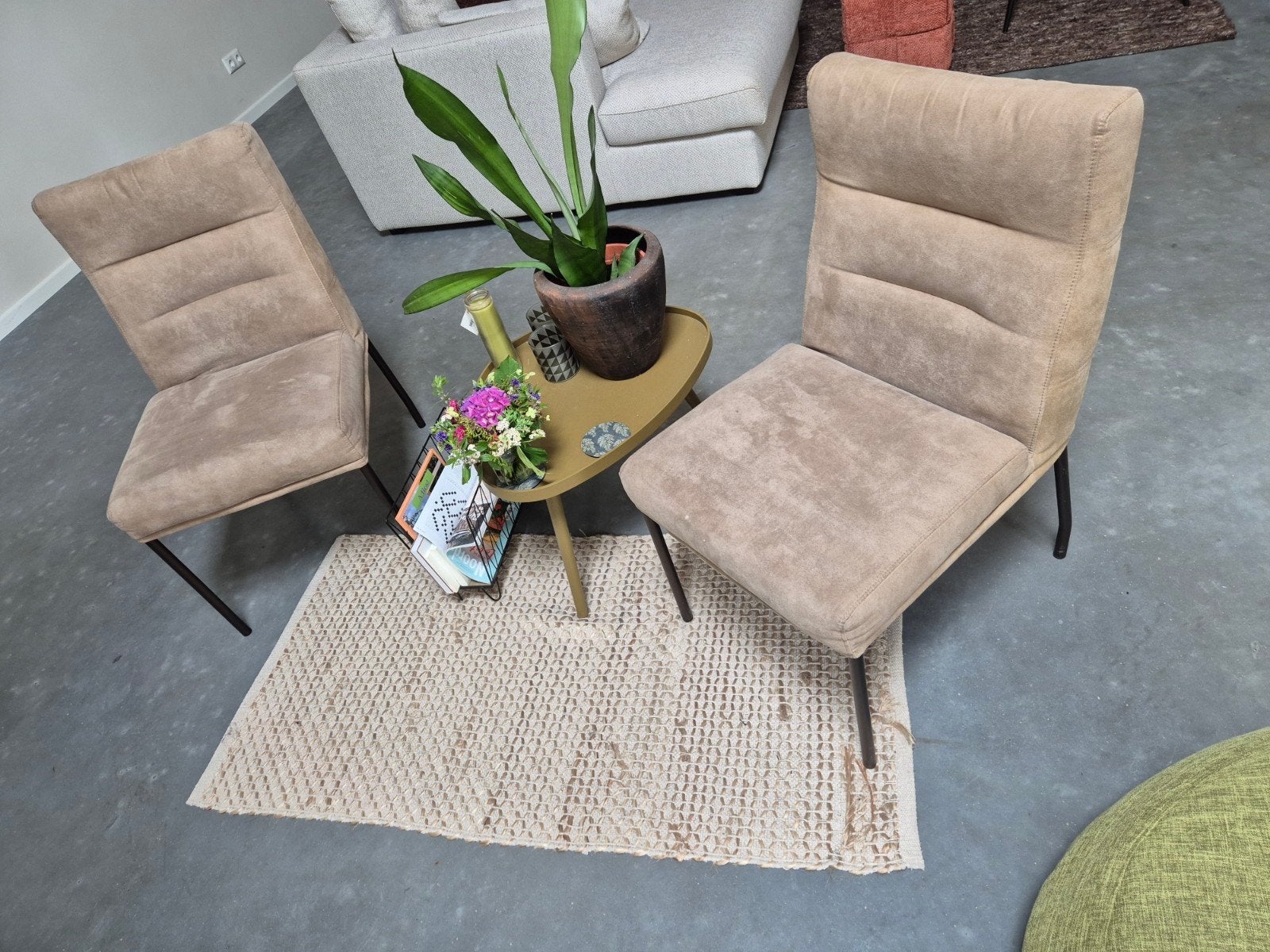 Set van 2 comfortabele stoelen - Beige stof, Modern, Comfortabel, Gebruikt, Twee, Overige kleuren