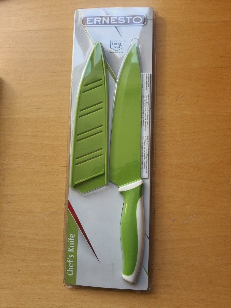 Nieuw Ernesto koksmes groen 20 cm met beschermhoes, Ernesto, Nieuw, Ophalen of Verzenden, Metaal