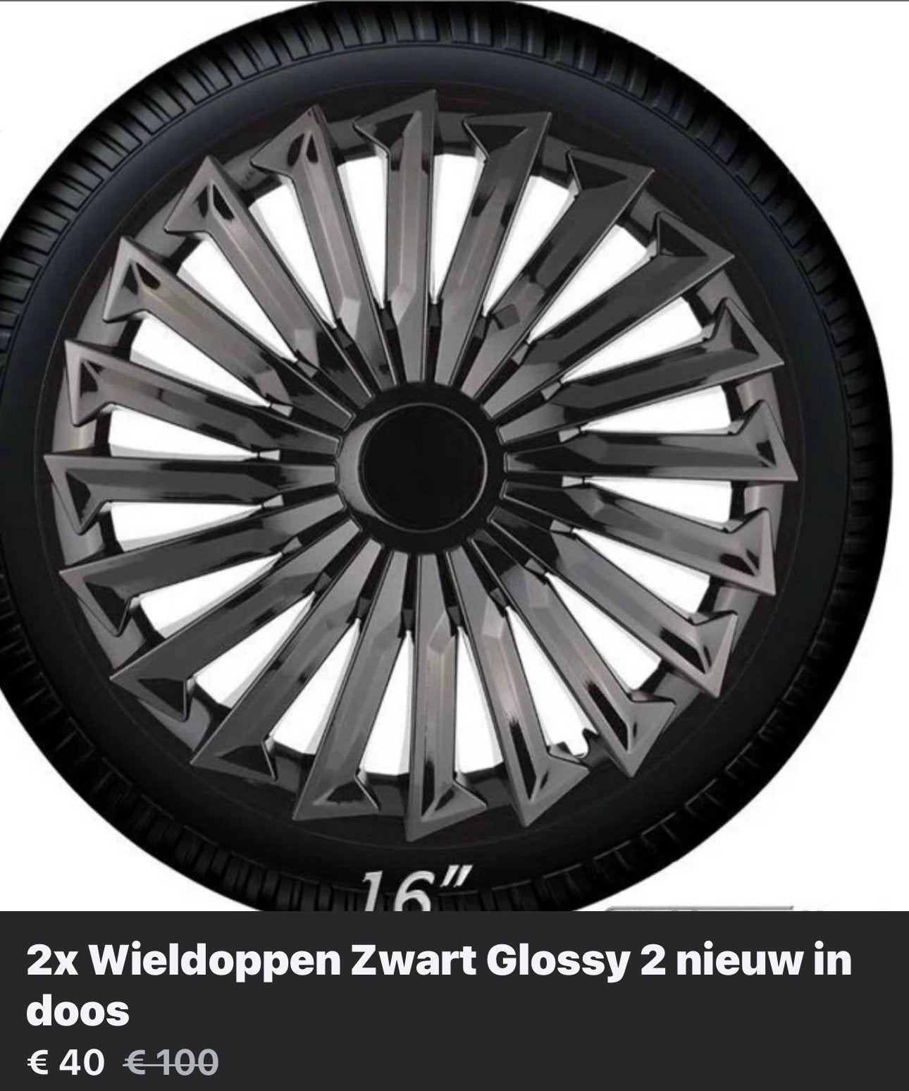 Wieldoppen Black/Glossy 16inch 2stuks, Auto diversen, Wieldoppen, Ophalen of Verzenden, Zo goed als nieuw