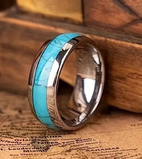 RVS ring met turkoois, Sieraden, Tassen en Uiterlijk, Ringen, 20 of groter, 8 bis rue Abel 75012 Paris,FR, Nieuw, Ophalen of Verzenden