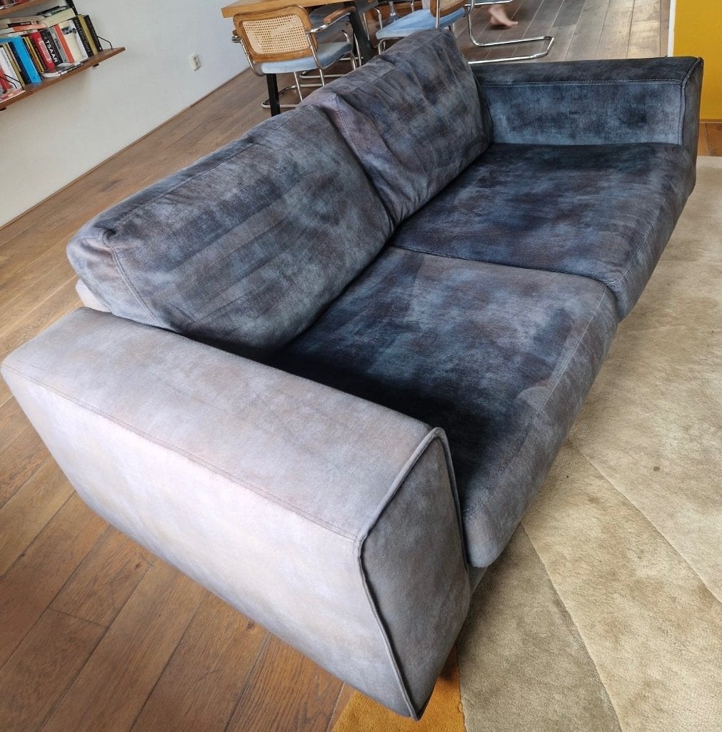 Blauwe velvet bank Loods5 | 2,5 zits, Ophalen, Gebruikt, 150 tot 200 cm, Tweepersoons