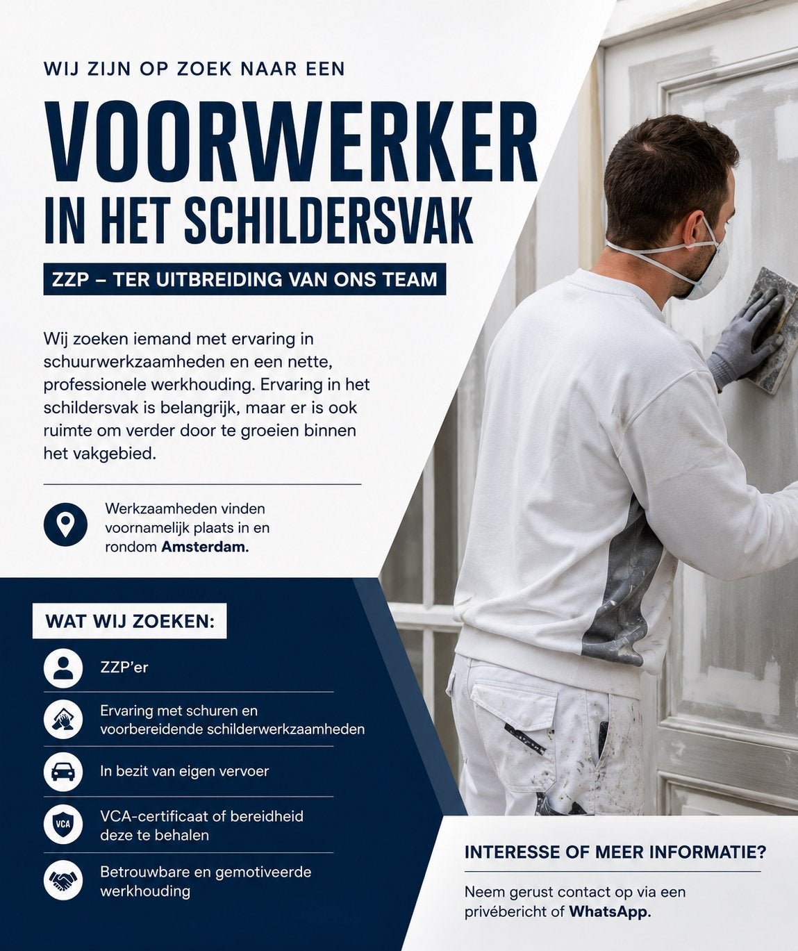 ZZP Voorwerker/leerling schilder GEZOCHT