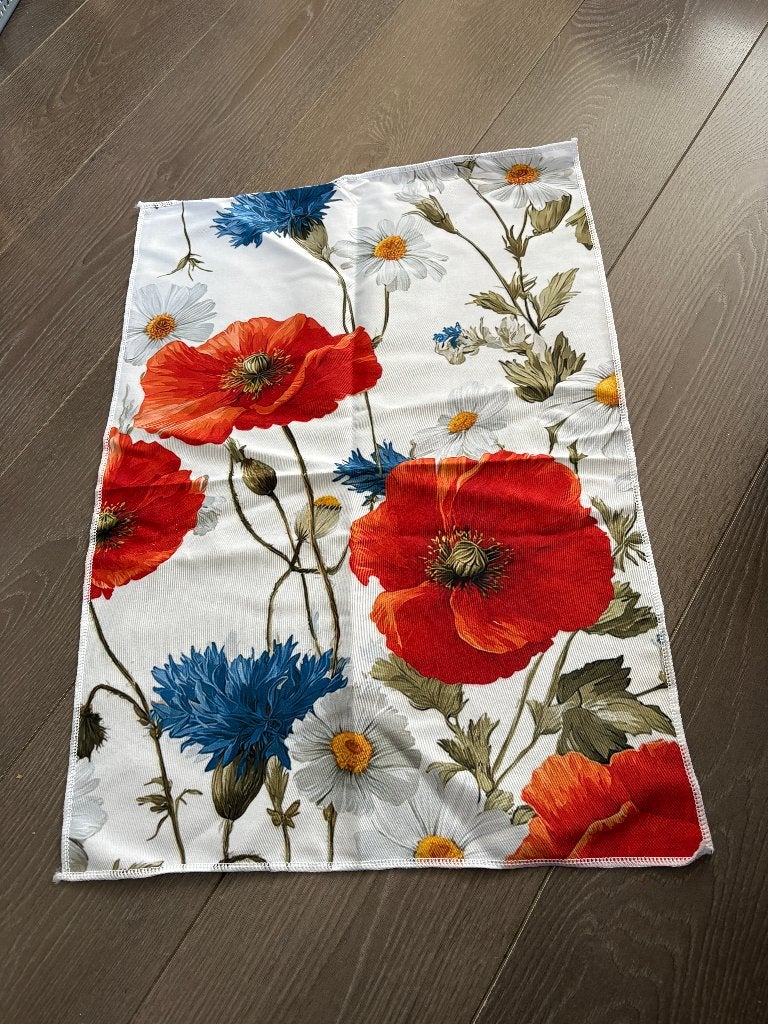 Theedoek met klaprozen en korenbloemen, Ophalen of Verzenden, Nieuw, Meerkleurig, Theedoek of Handdoek