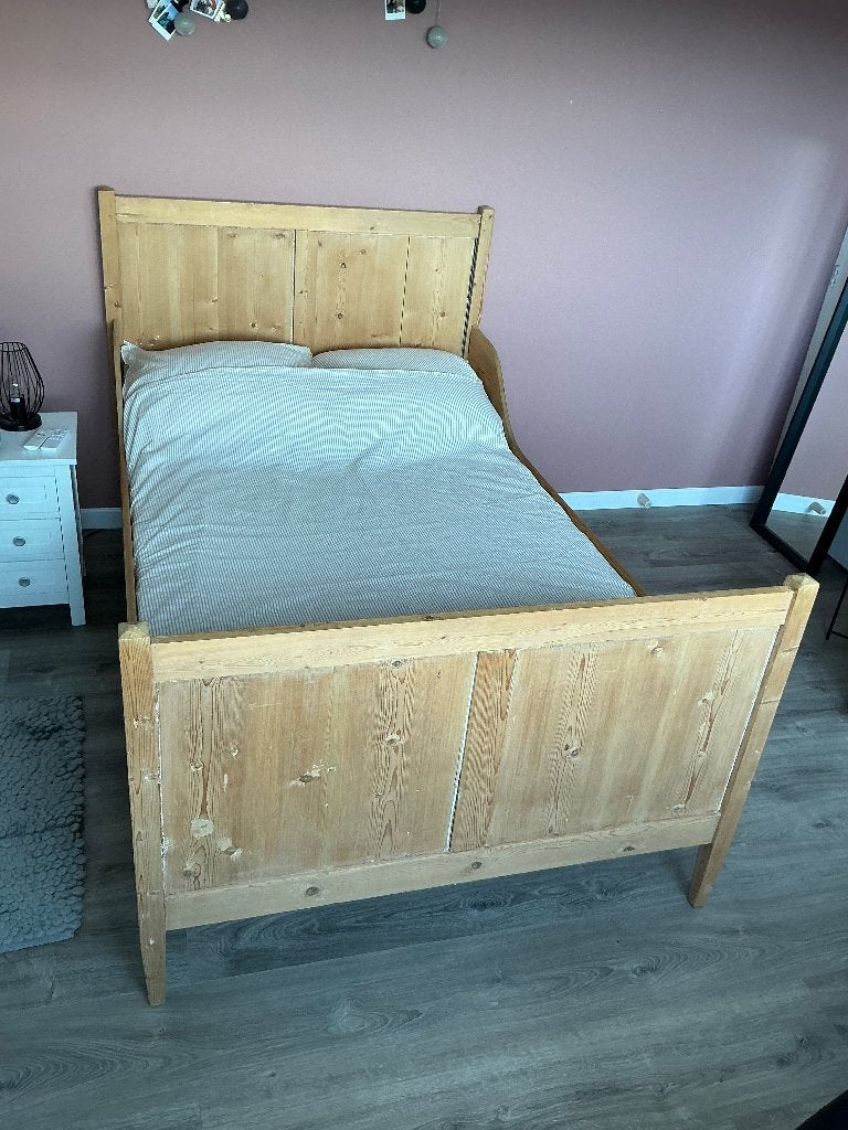Oud grenen twijfelaar, Huis en Inrichting, Slaapkamer | Bedden, Ophalen, Beige, Oud grenen, 190 cm of minder
