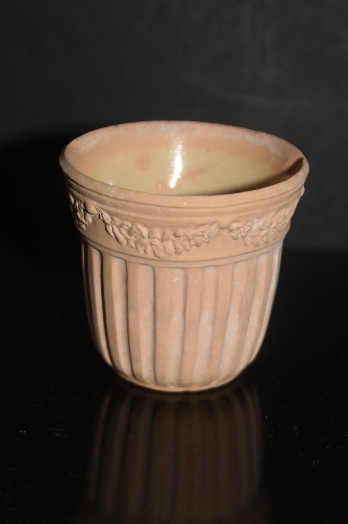 Terracotta bloempot Plantenpotje met sierrand guirlande, Gebruikt, Verzenden, Rond, Terracotta