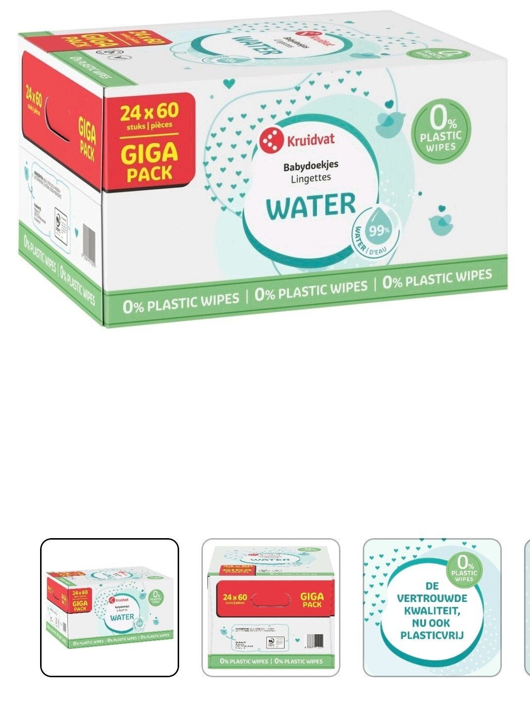 24 pack kruidvat waterdoekjes 0% plastic  billendoekjes, Ophalen of Verzenden, Nieuw, Overige typen