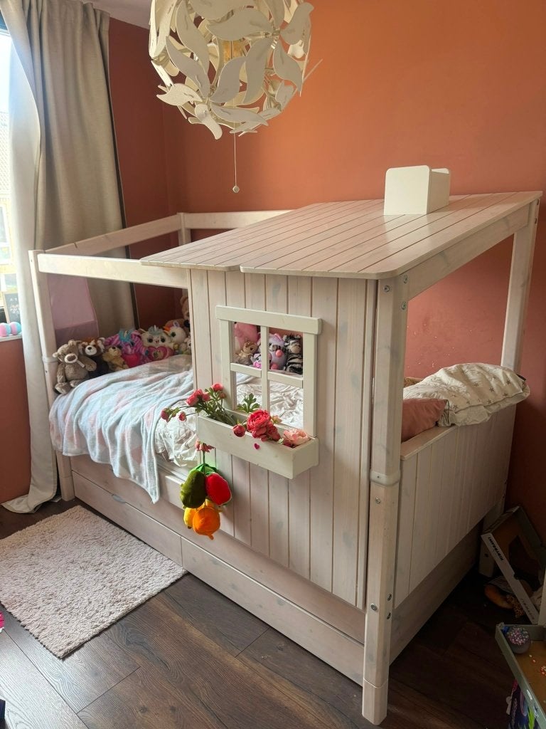 Eenpersoons huisjesbed te koop, 85 tot 100 cm, Zo goed als nieuw, 180 cm of meer, Ophalen