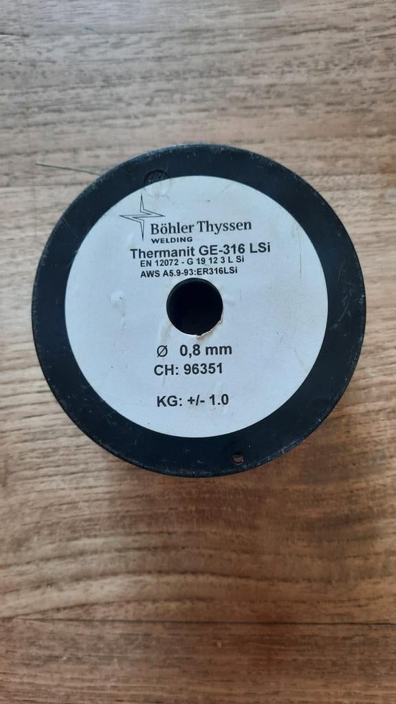 Böhler Thyssen RVS lasdraad Ø 0,8 mm, Doe-het-zelf en Verbouw, Ophalen of Verzenden, Nieuw, Minder dan 150 ampère, Overige typen