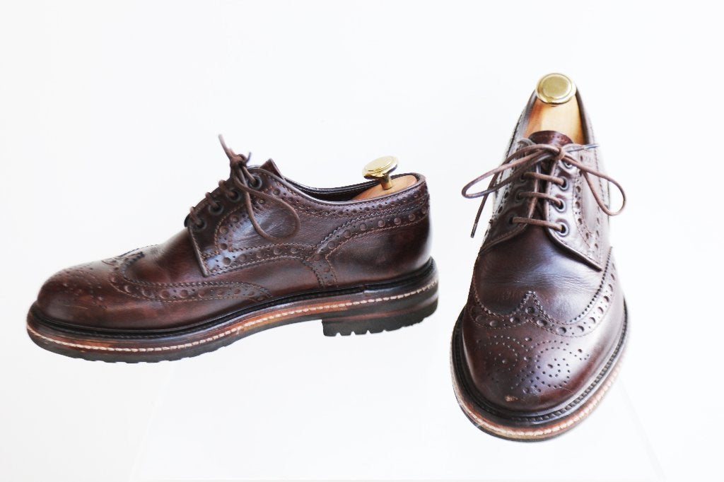 Klassieke Santoni wingtip brogues in maat 6.5 = maat 40.5, Kleding | Heren, Schoenen, Bruin, Ophalen of Verzenden, Zo goed als nieuw