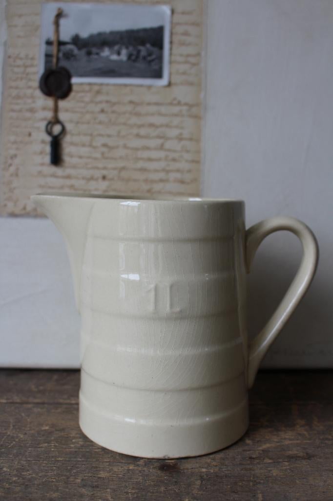 Oude brocante bandenkan Boch licht creme *Pronck & Praal*, Ophalen of Verzenden