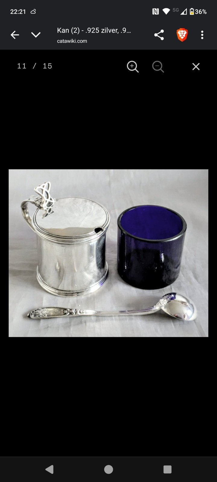 Zilveren (925) Mosterdpot, Londen uit 1925 met Lepel (925), Antiek en Kunst, Ophalen of Verzenden, Zilver