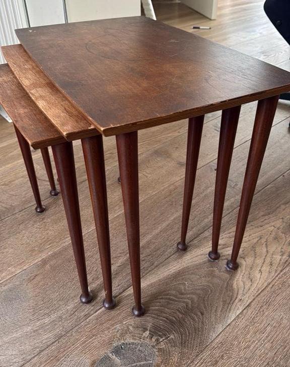 Vintage bijzettafeltjes. Set van 3, Huis en Inrichting, Tafels | Bijzettafels, Ophalen, Minder dan 45 cm, Minder dan 55 cm, Gebruikt