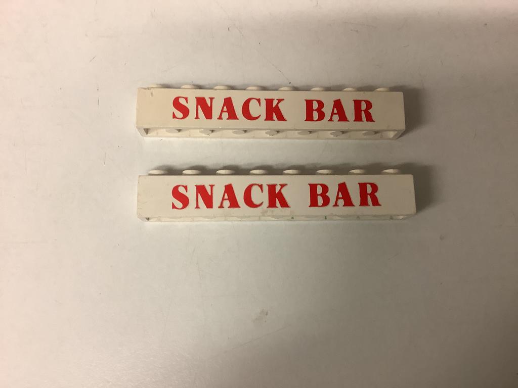 Lego steen 1x8 met opdruk Snack Bar (5), Ophalen of Verzenden, Gebruikt, Losse stenen, Lego