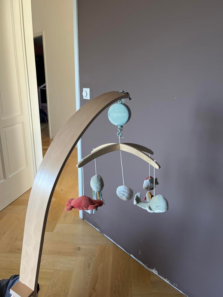 Little Dutch baby mobiel met houten arm, Ophalen, Gebruikt, Mobiel, Met geluid