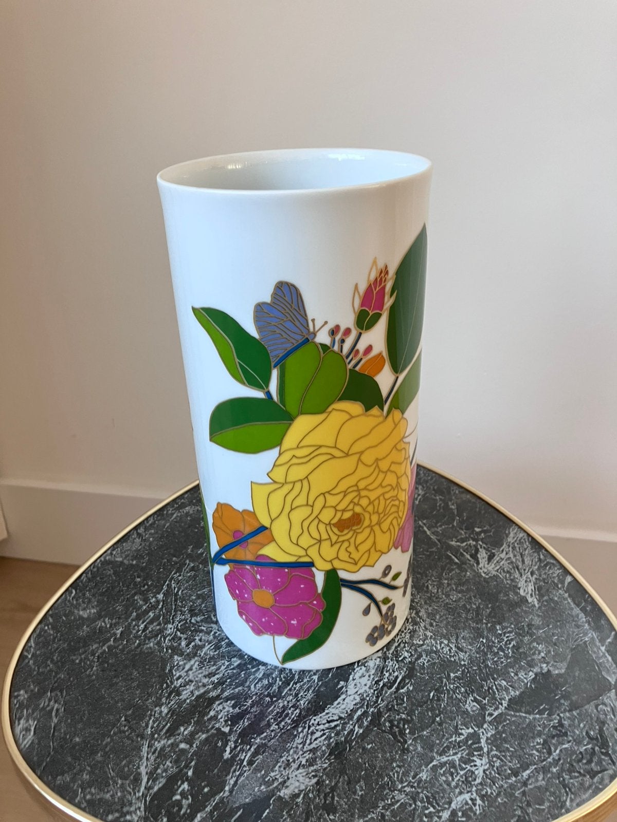 Vintage Rosenthal studio-linie porseleinen vaas met bloemen., Antiek en Kunst, Ophalen
