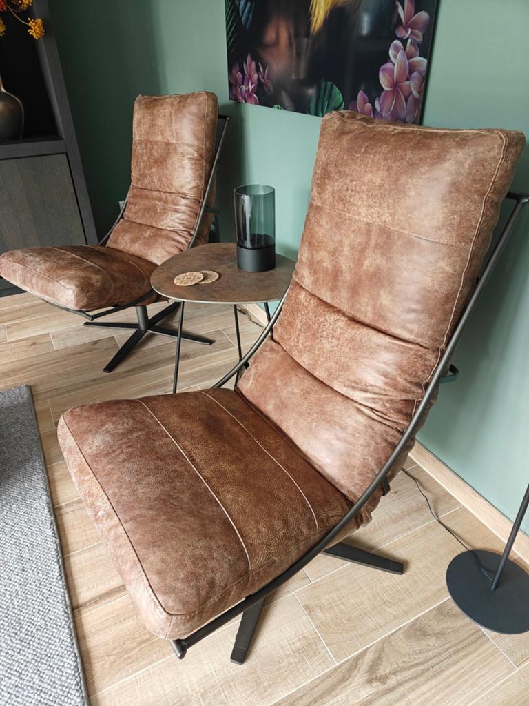 2 heerlijk zittende fauteuils, Africa leder., Ophalen, 75 tot 100 cm, Zo goed als nieuw, Leer
