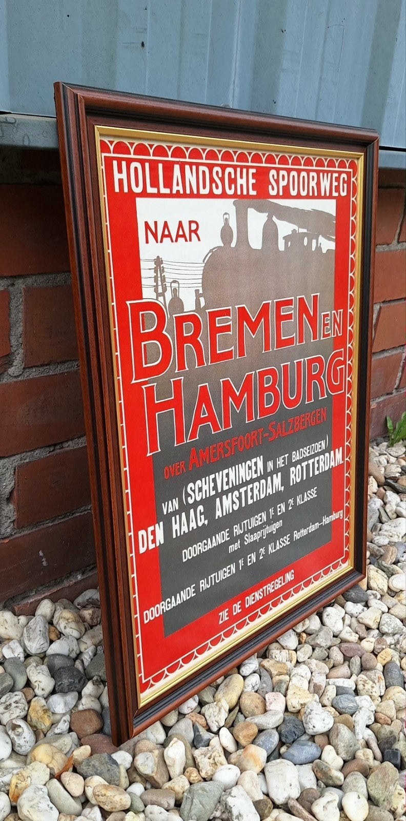 Affiche/poster de Hollandsche IJzeren Spoorweg-Maatschappij., Ophalen, Trein, Gebruikt, .