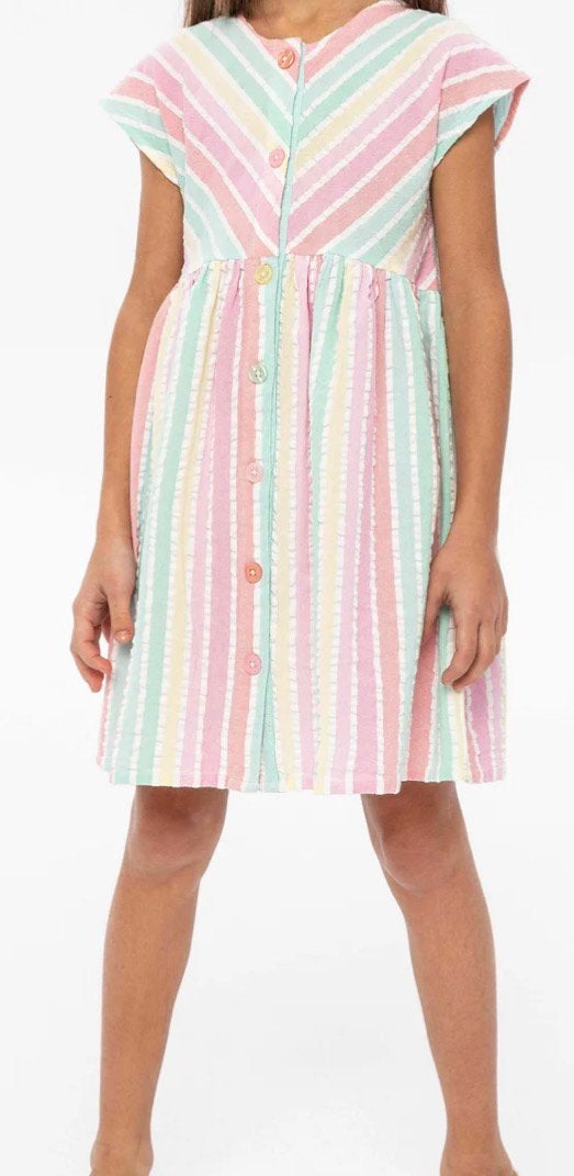 MINOTI SHORT SLEEVE STRIPED - Day dress - multi coloured, Ophalen of Verzenden, Zo goed als nieuw, Meisje, Jurk of Rok