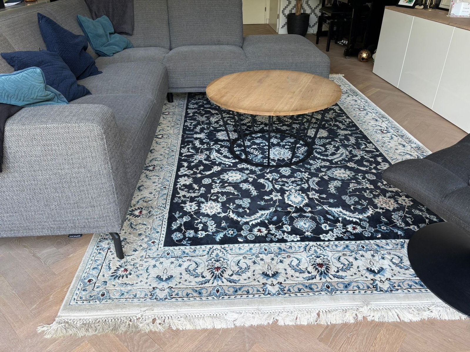 Nain vloerkleed 200x300 donkerblauw met wit Rugvista, Ophalen, Wit, Rechthoekig, 200 cm of meer