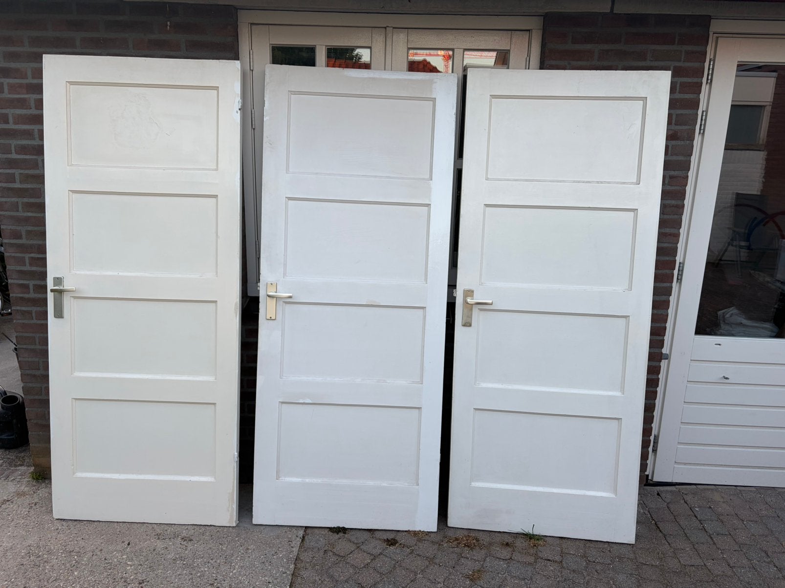 3x Klassieke stompe paneeldeuren van hardhout, Doe-het-zelf en Verbouw, Deuren en Horren, Ophalen, Binnendeur, Zo goed als nieuw