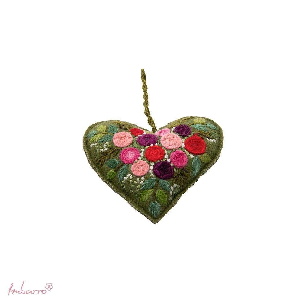 Groen vilten hartje met mooie versiering leuk als cadeau, Groen, -, -, Nieuw