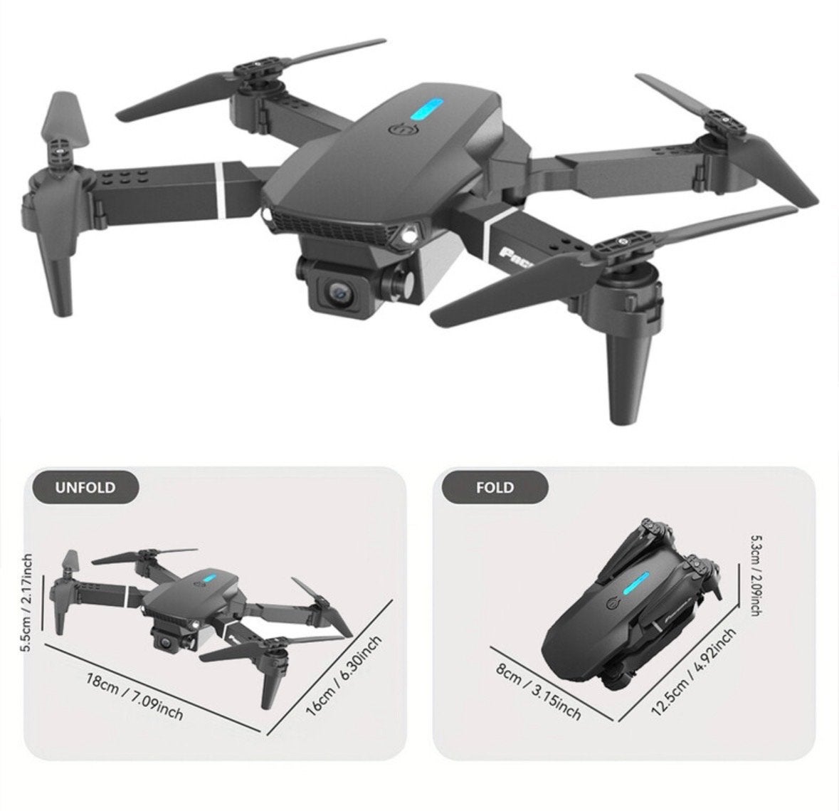 Drone met camera - Nieuw in doos - Inclusief batterijen en l, Basiskwaliteit, Overige merken, Nieuw, Minder dan 100 meter