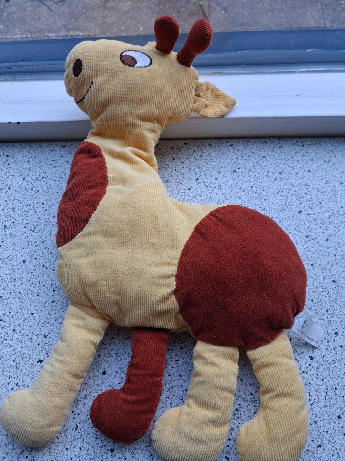 Giraffe of giraf van Hema meet ca 35 cm ribfluweel, Gebruikt, Giraf, Geel, Ophalen of Verzenden