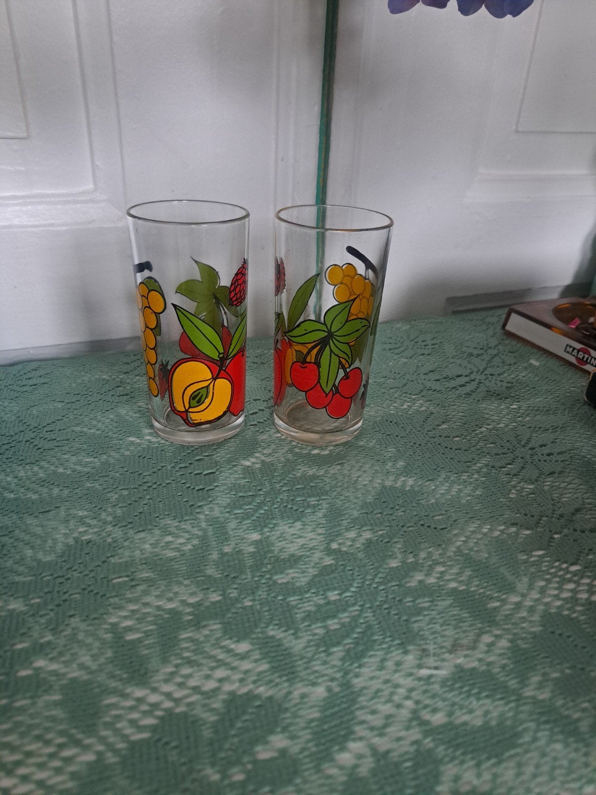 Vintage Italiaanse limonadeglazen jaren '70 met fruitdecor, Ophalen of Verzenden