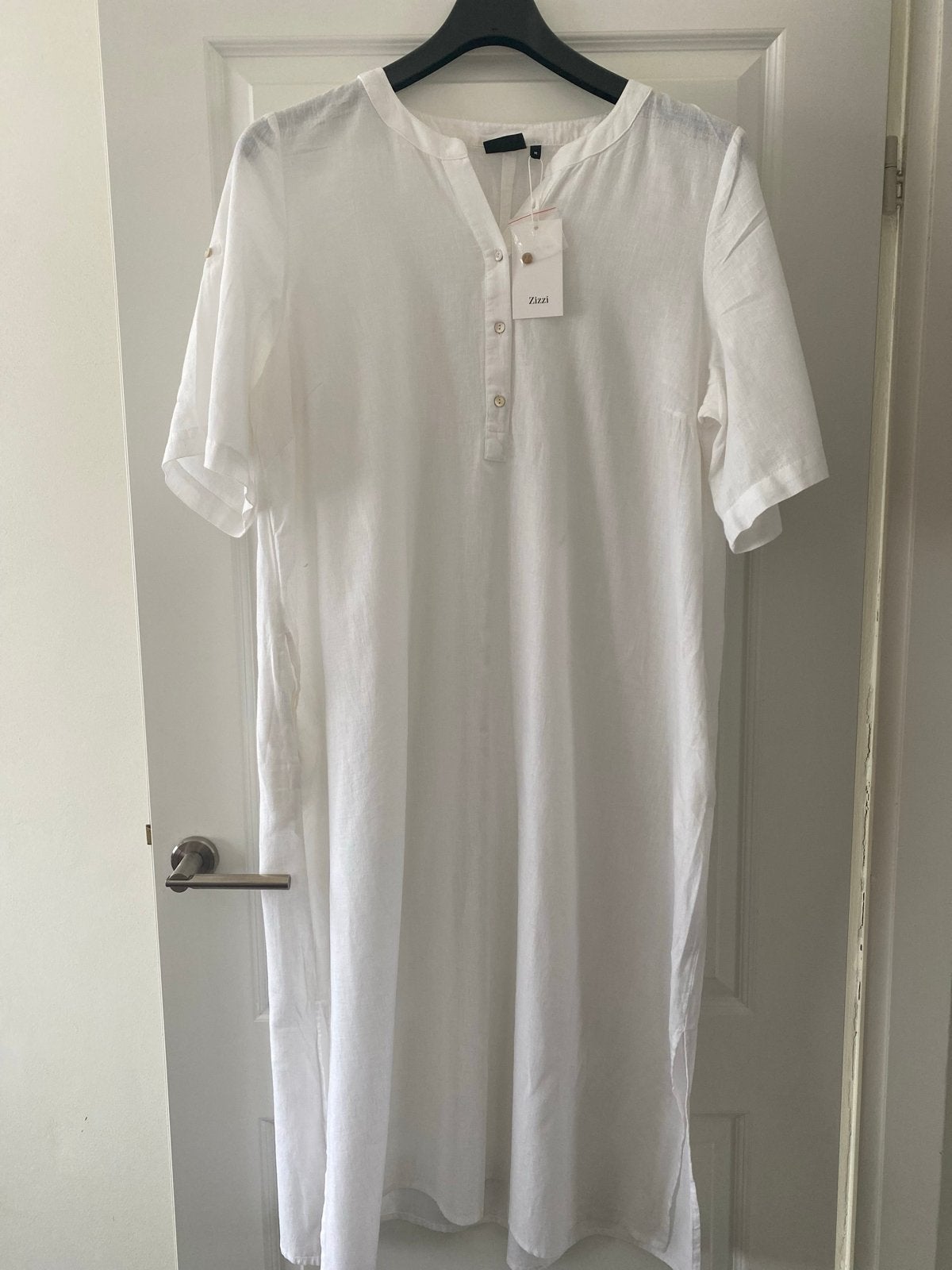 Zizzi Witte Linnen Jurk Maat M - Nieuw met kaartjes, Wit, Maat 46/48 (XL) of groter, Nieuw, Ophalen of Verzenden