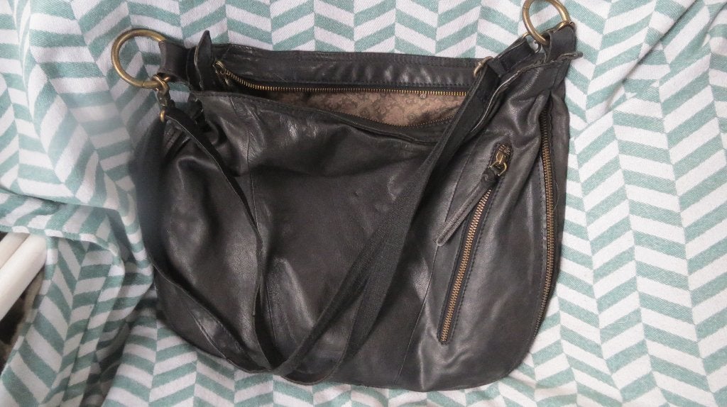 Aunts & Uncles leren tas, ruim, grootte verstelbaar met rits, Sieraden, Tassen en Uiterlijk, Overige merken, Verzenden, Zwart