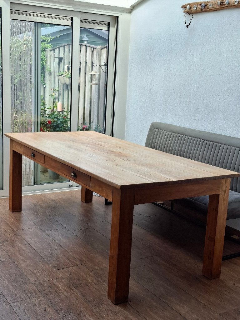 Eettafel teakhout, Ophalen, Gebruikt, Teakhout, 200 cm of meer