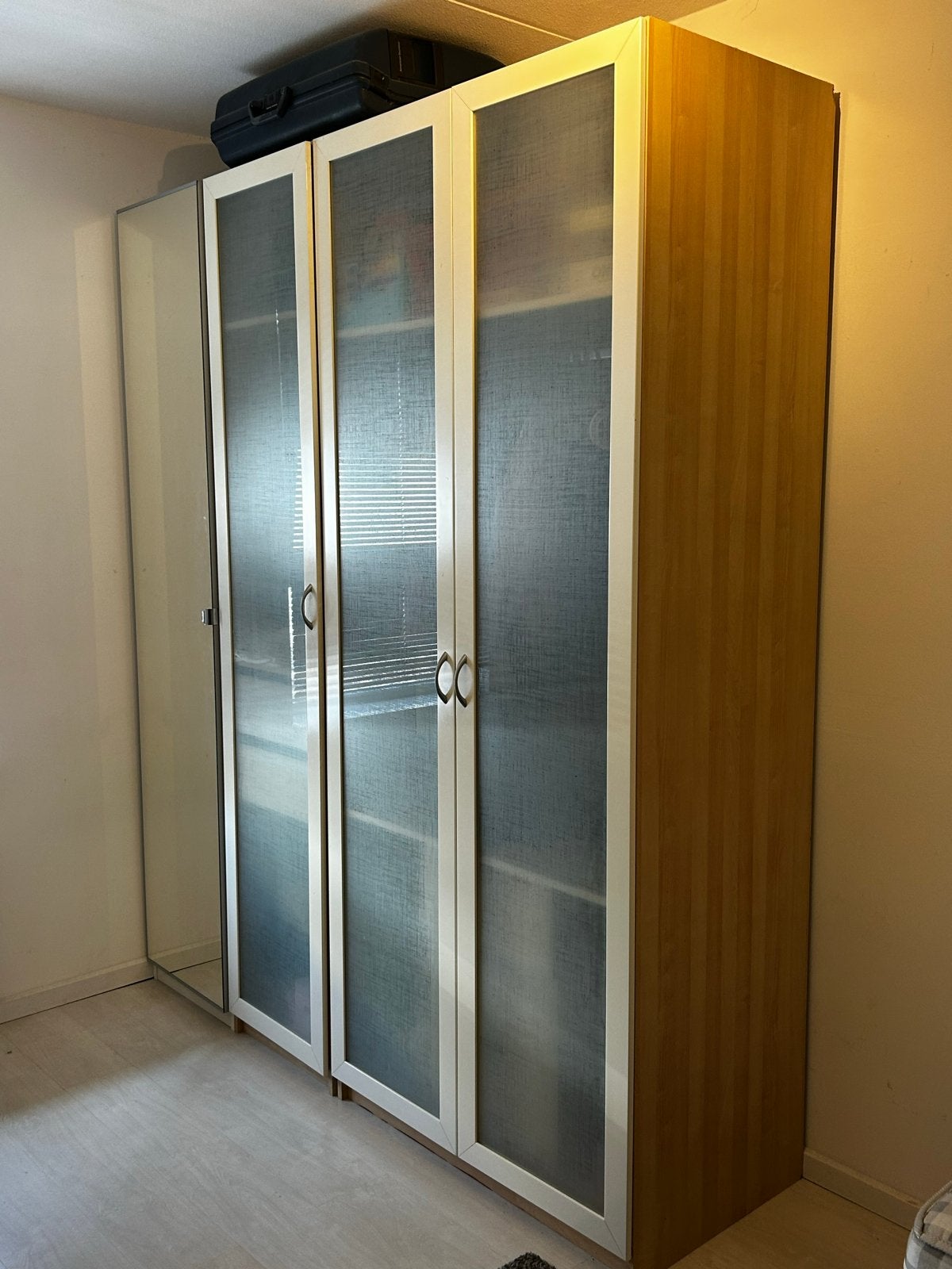 IKEA Pax kledingkast met spiegel en glazen deuren, Ophalen, Gebruikt, 200 cm of meer, 150 tot 200 cm