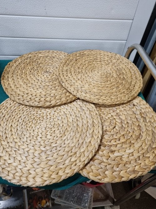 placemats rond gevlochten waterhyacint  vier stuks, Huis en Inrichting, Woonaccessoires | Overige, Ophalen of Verzenden, 'T Olde Gre-j