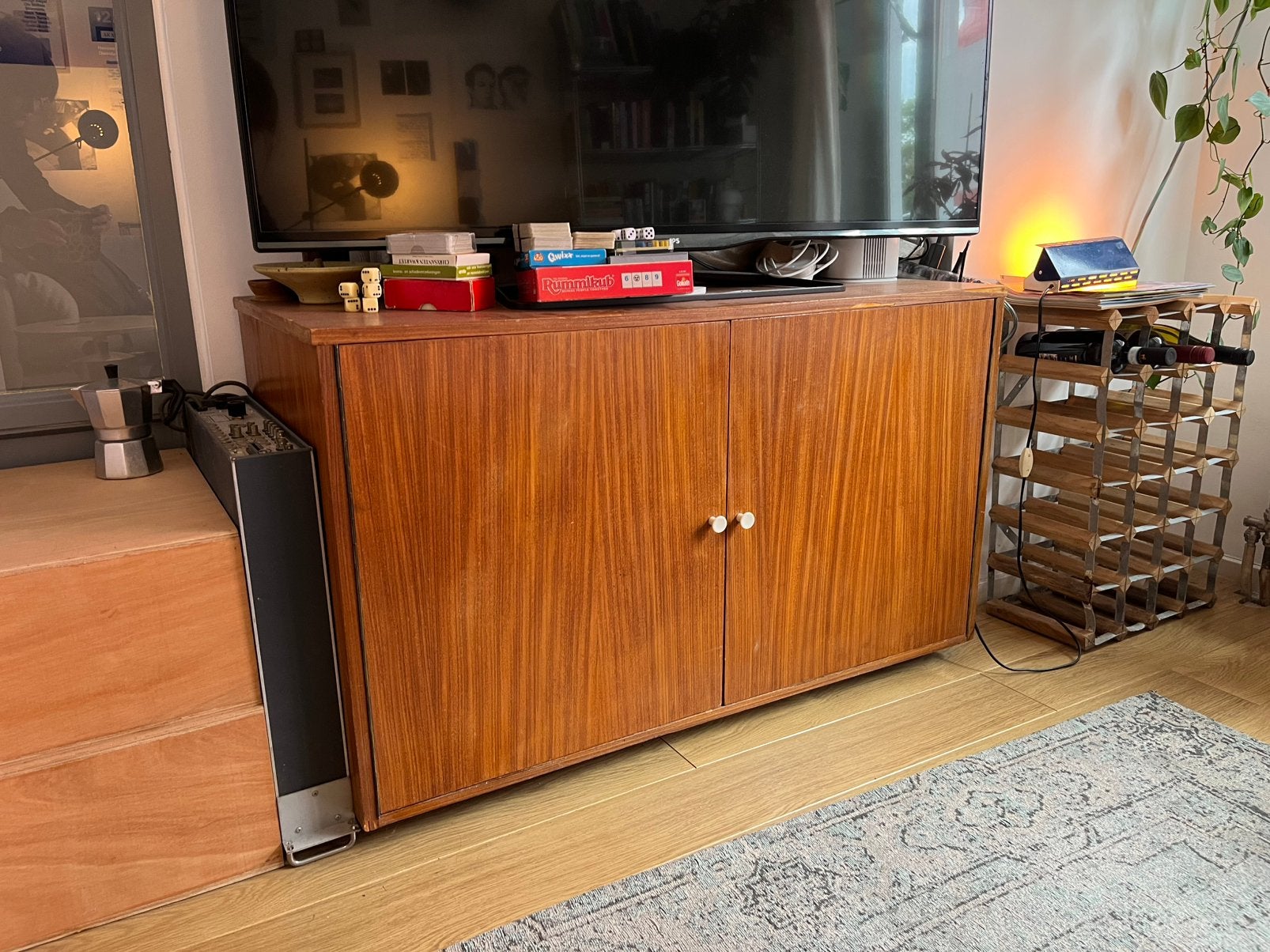 Dressoir mid century tv meubel, Ophalen, 100 tot 150 cm, Gebruikt, Met deur(en)