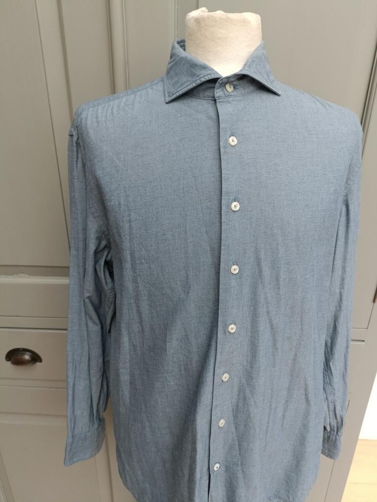 Van Gils overhemd maat 43, Blauw, Zo goed als nieuw, Halswijdte 43/44 (XL), Van Gils