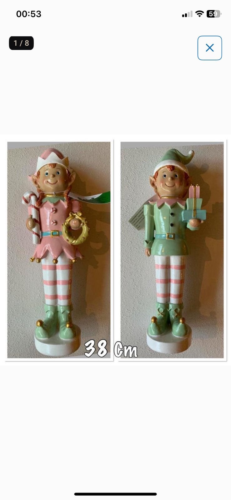 Kerstelf 38 cm pasteltinten, Ophalen of Verzenden, Nieuw