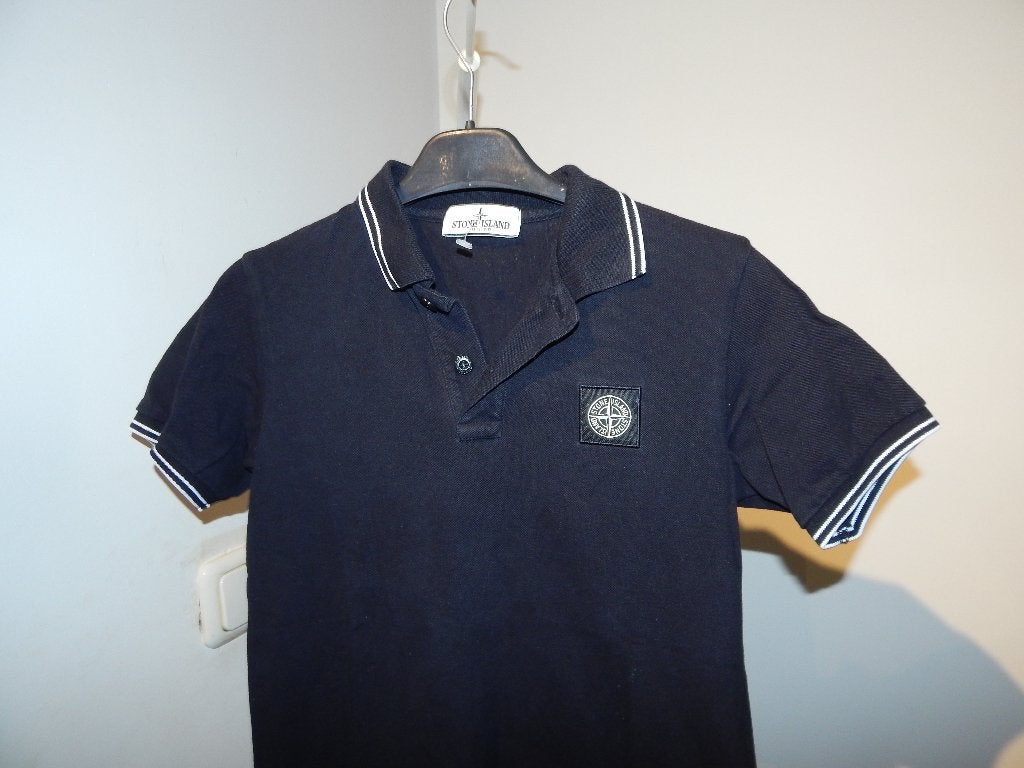 Stone Island zwarte polo witte accenten embleem 10Y/140, Verzenden, Gebruikt, Maat 140