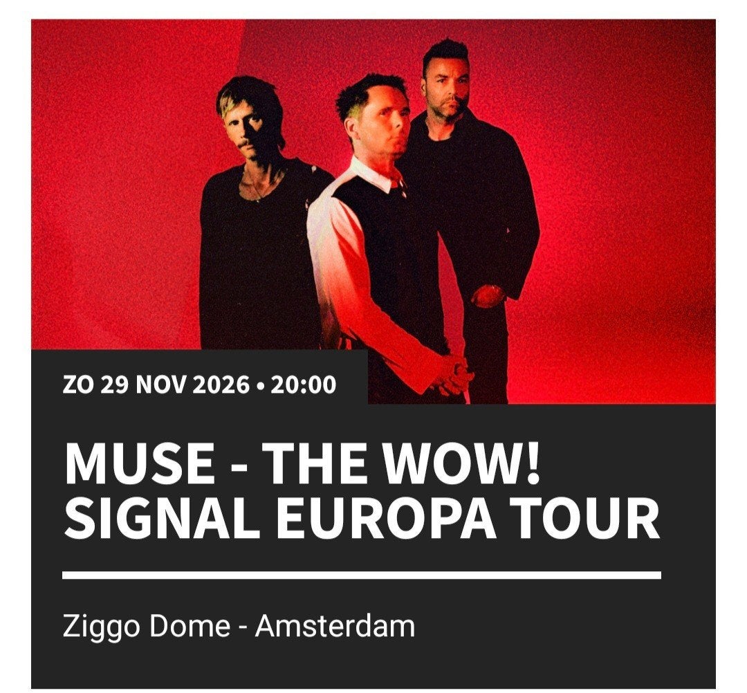 Muse zo 29 november, Ziggo Dome, 4 zitplaatsen, Twee personen, November