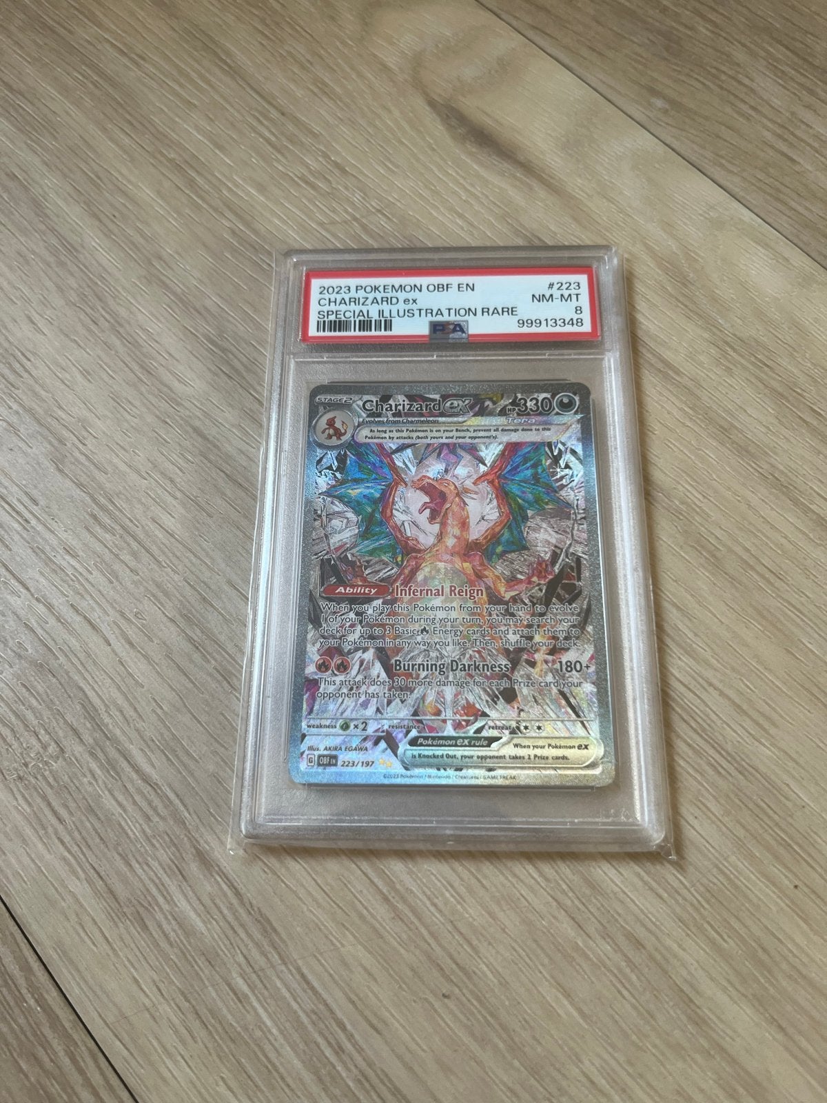 Pokemon Kaart - Charizard ex SIR PSA 8 #223, Ophalen, Zo goed als nieuw, Losse kaart