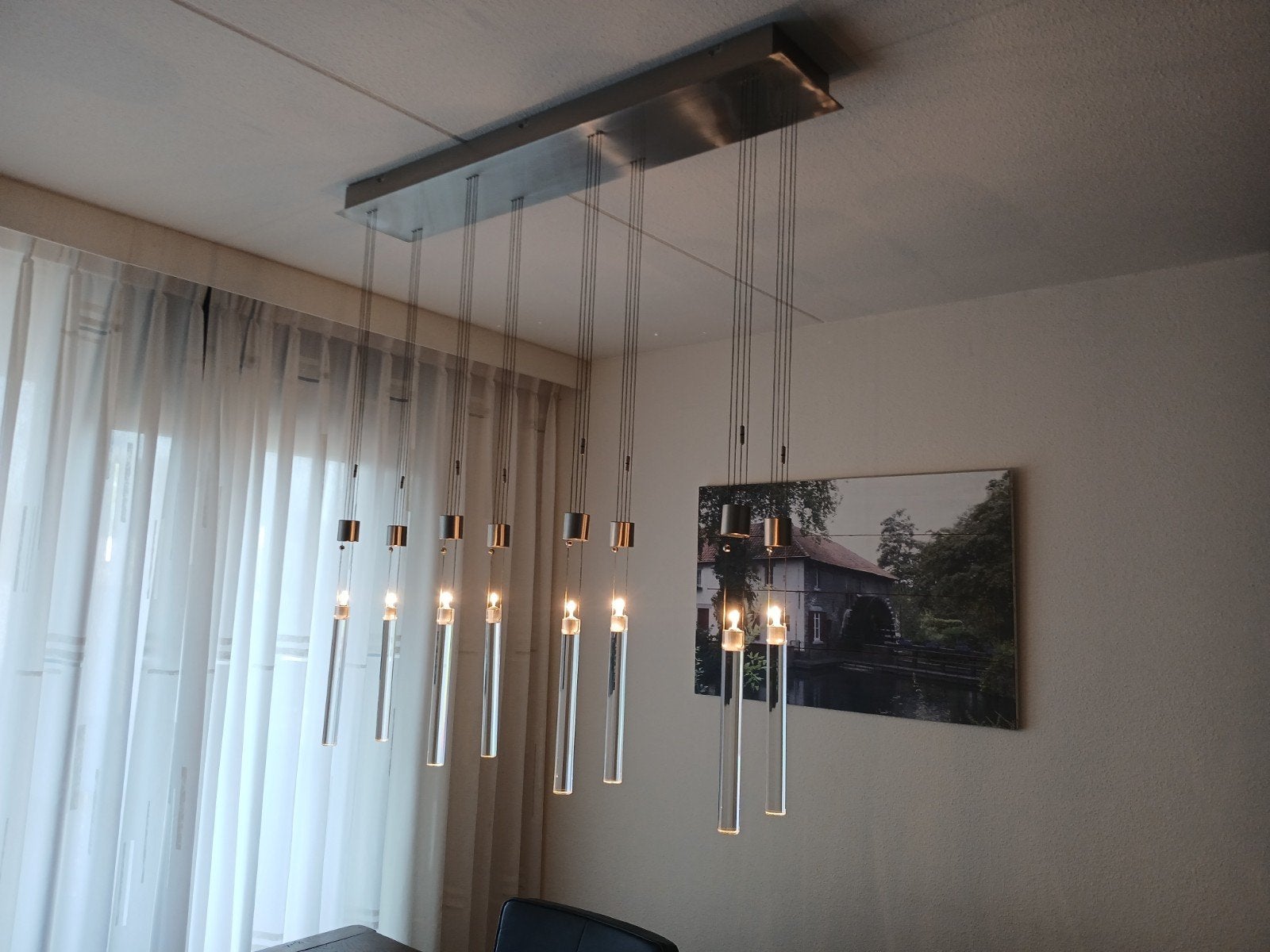 aparte lamp met glazen kaarsen, Ophalen, Zo goed als nieuw, Glas