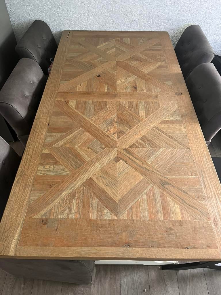 Tafel met 6 stoelen, Ophalen, Eikenhout, 200 cm of meer, 50 tot 100 cm