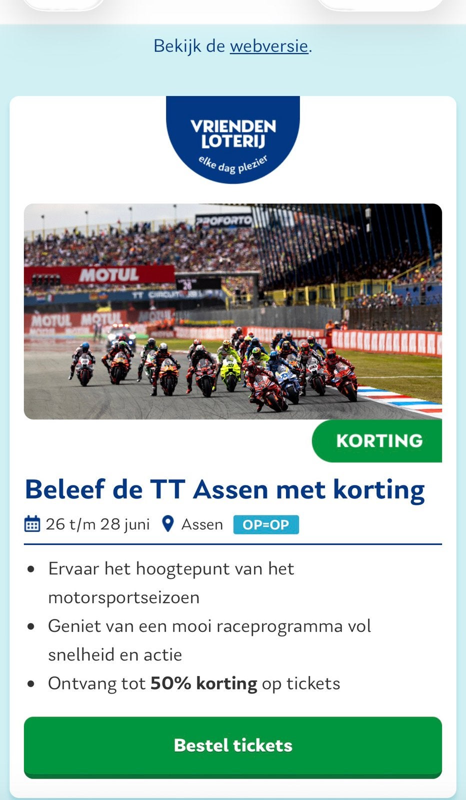 Korting tot 50% op evenementen via Vriendenloterij, Drie personen of meer