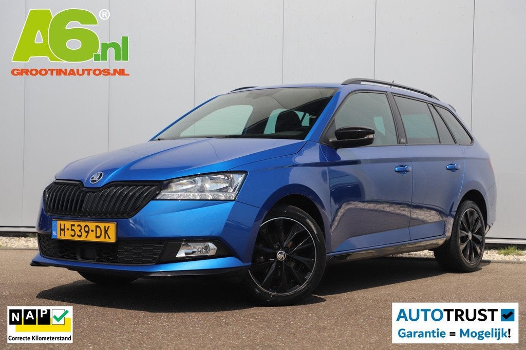 Skoda Fabia Combi 1.0 TSI Monte Carlo 95PK Trekhaak 16 inch, Voorwielaandrijving, Stof, Gebruikt, Blauw
