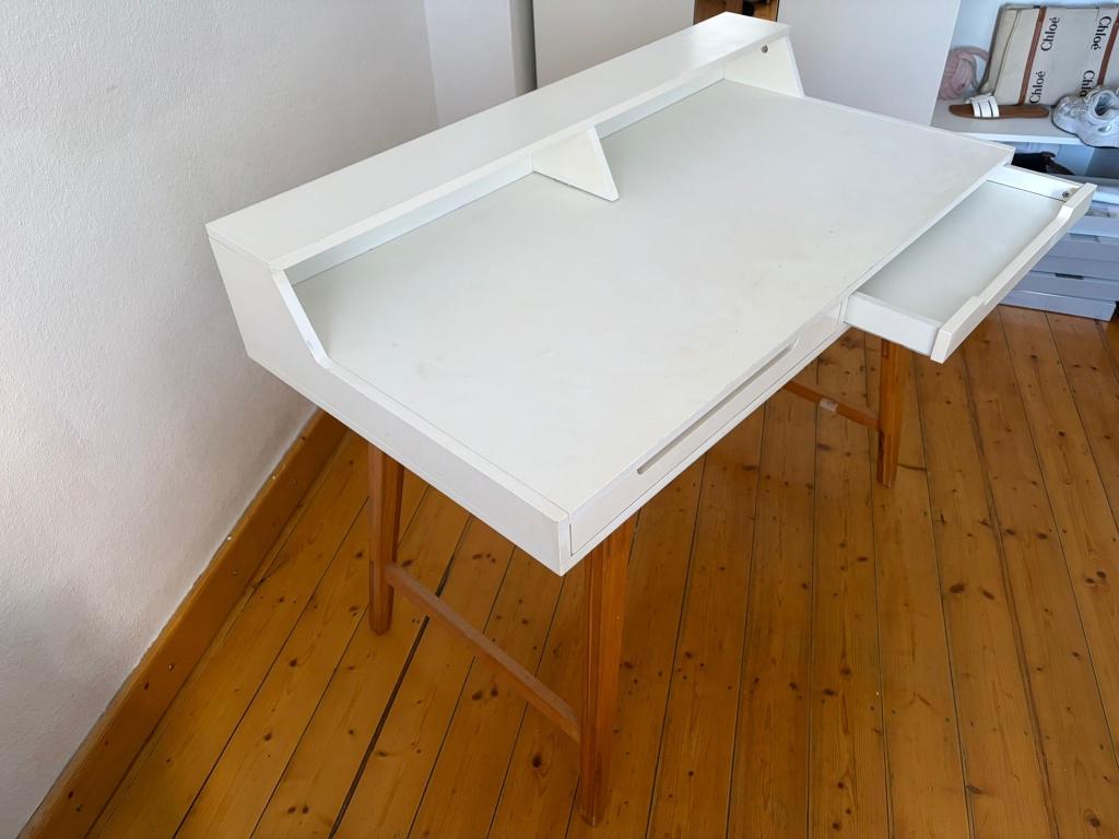 Wit tiener bureau of make up tafel, Ophalen, Demontabel, Gebruikt, 110 cm